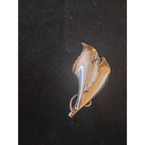 Vintage Silver Tone Double Leaf Pin Brooch - Picture 6 of 6